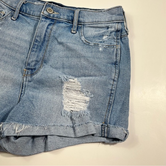 Hollister Ultra High Rise Distressed Denim Roll Hem Short Shorts Vintage Stretch - Picture 3 of 5